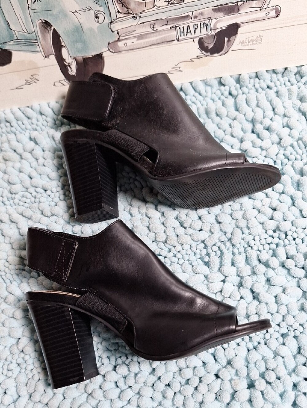 Madden Girl Black Open-Toe Mule Booties - Picture 2 of 6